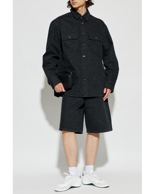 Casablanca Black Denim Shirt With Monogram for men