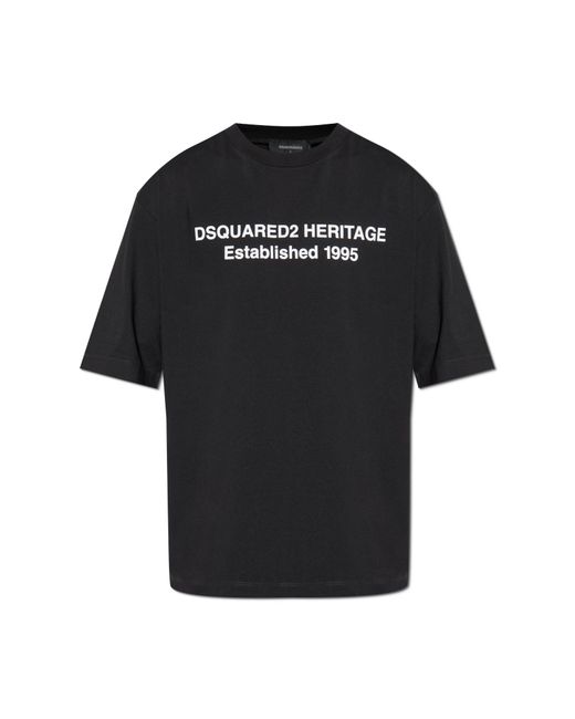 DSquared² Black T-Shirt With Print for men