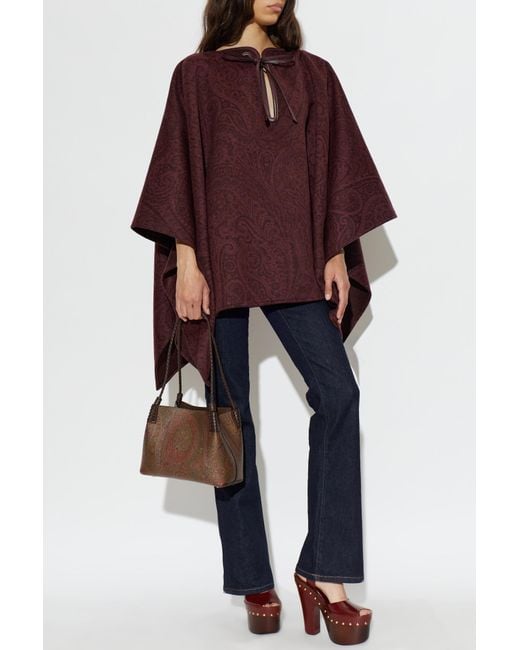 Etro Red Wool Poncho