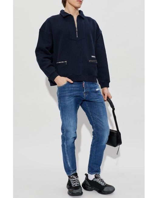 DSquared² Blue Sweatshirt With Logo for men