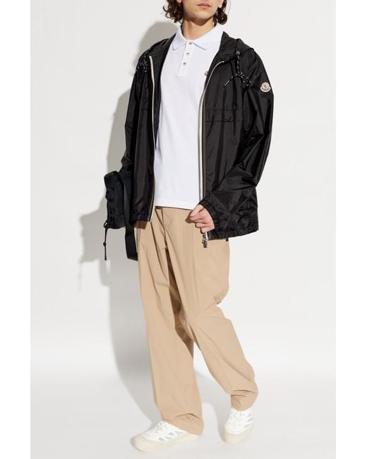 Moncler White Polo With Logo Patch for men