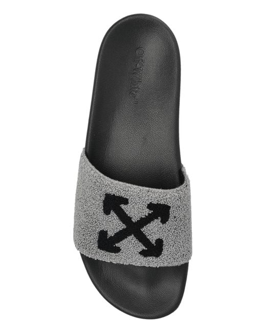 Off-White c/o Virgil Abloh Gray Arrow Terry' Slides for men