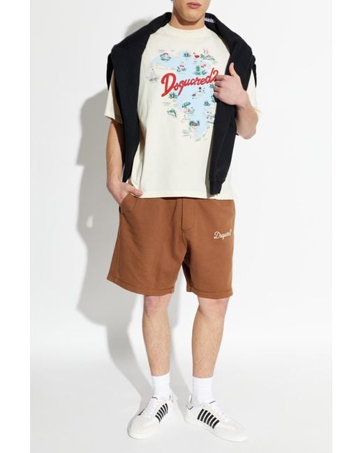 DSquared² White T-Shirt With A Colorful Print for men