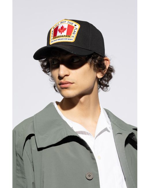 DSquared² Canadian Patch Baseball Cap Black for men