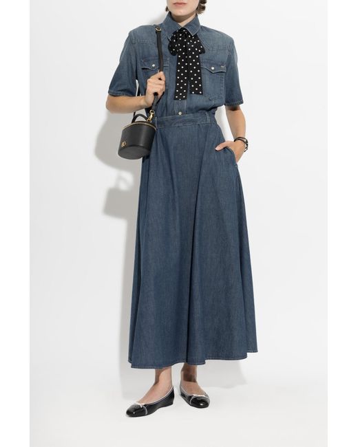 Valentino Garavani Blue Denim Dress With Belt