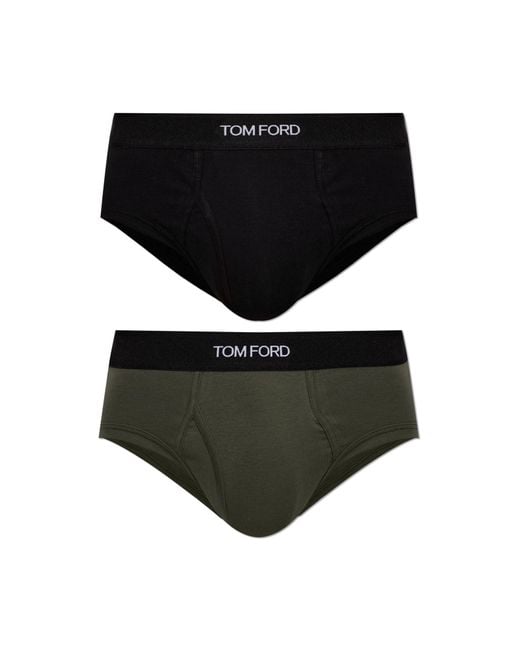 Tom Ford Black Two-Pack Of Cotton Briefs With Logo for men