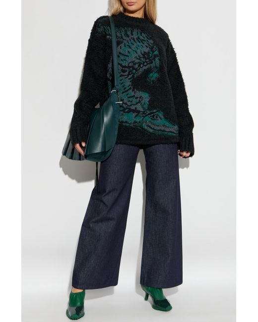 LACOSTE RUNWAY Green Loose-Fit Sweater