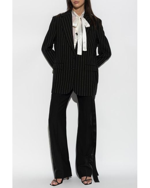 Dolce & Gabbana Black Oversize Blazer With A Striped Pattern
