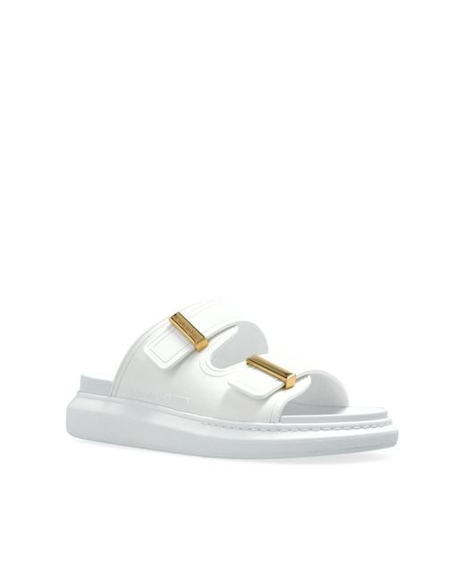 McQueen White Leather Slides