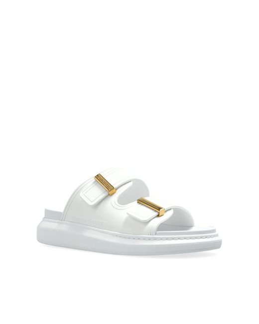 Alexander McQueen White Leather Slides