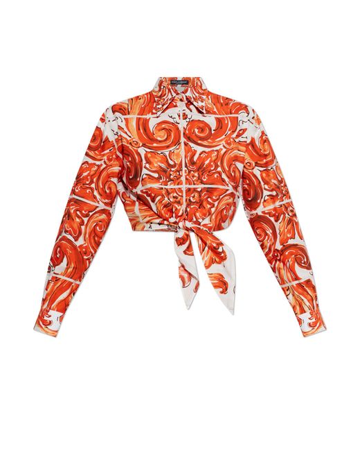 Dolce & Gabbana Red Top With "Majolica" Print