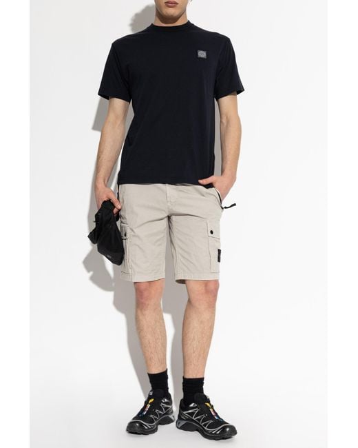Stone Island Black T-Shirt With Logo Patch for men