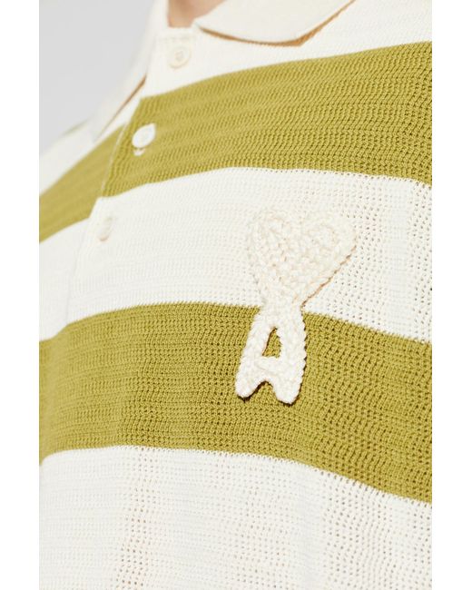 AMI Natural Striped Pattern Polo for men