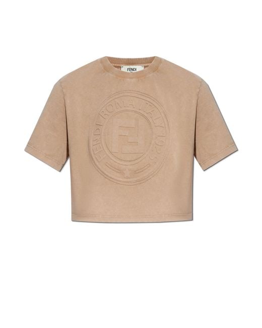 Fendi Natural T-Shirt With Logo