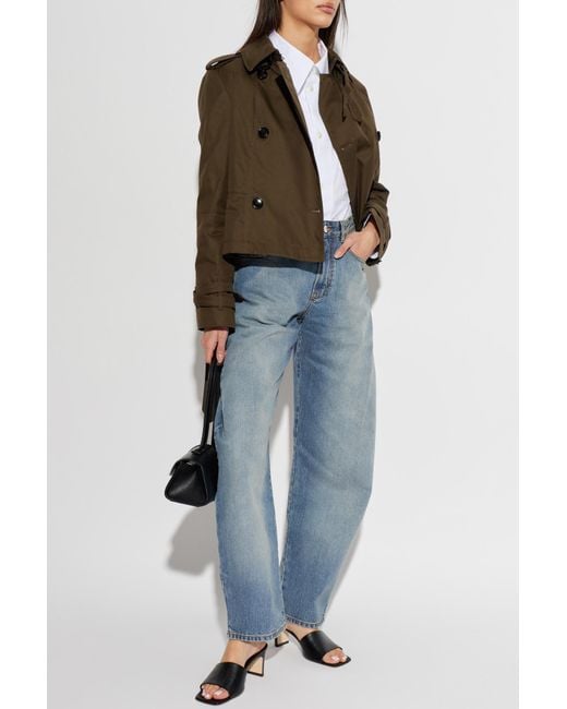 Burberry Green Short Trench Coat 'Swarby'