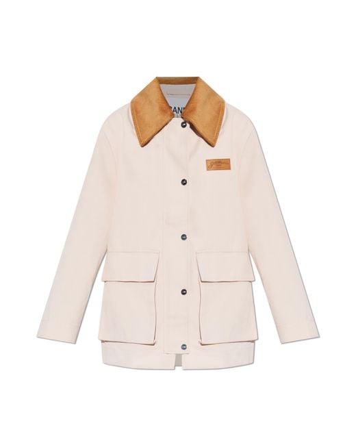 Ganni Natural Jacket With Corduroy Collar