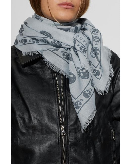 McQueen Gray Wool Scarf With Raw Edge