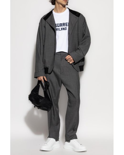 DSquared² Gray Wool Trousers for men