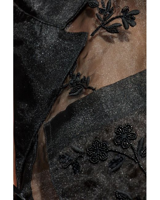 Ganni Black Transparent Shirt With Shimmering Appliqués