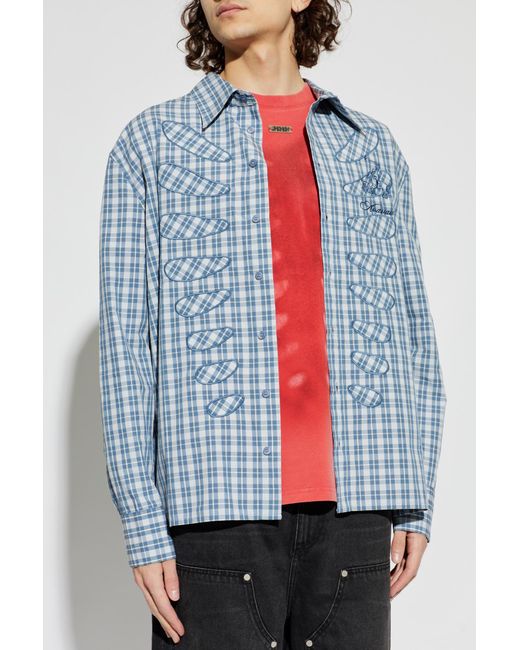 AVAVAV Blue Checked Pattern Shirt for men