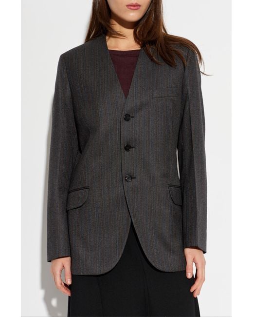 Jil Sander Black Herringbone Pattern Blazer