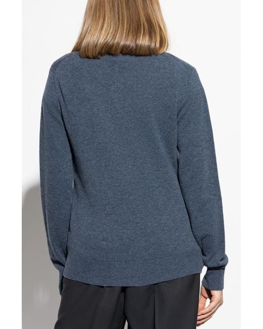 COMME DES GARÇONS PLAY Blue Cardigan With Logo Patch