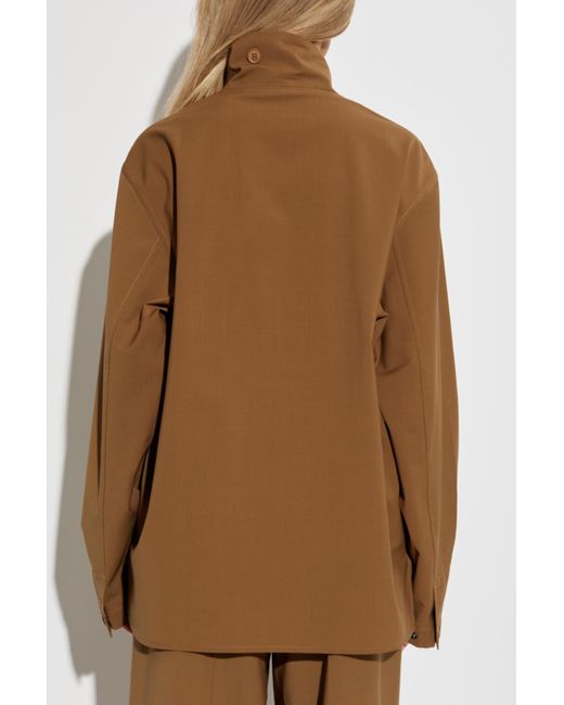 LACOSTE RUNWAY Brown Jacket With Stand-Up Collar