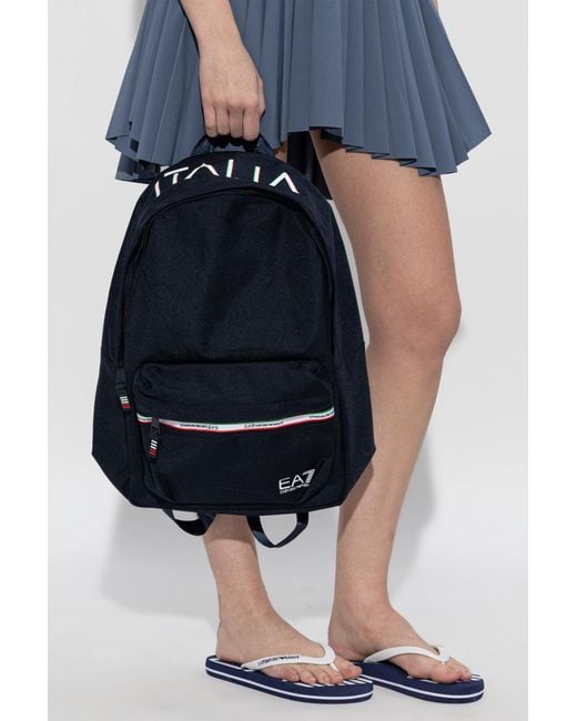 EA7 Blue Backpack With Logo