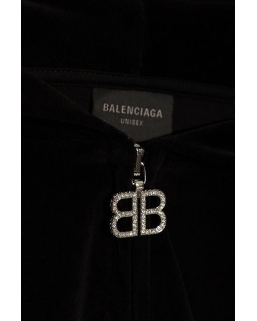 Balenciaga Black Velour Sweatshirt With Logo