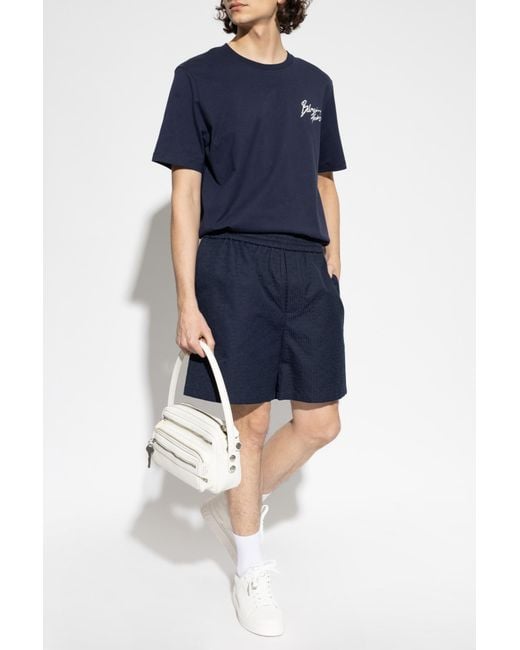 Balmain Blue T-Shirt With Print for men