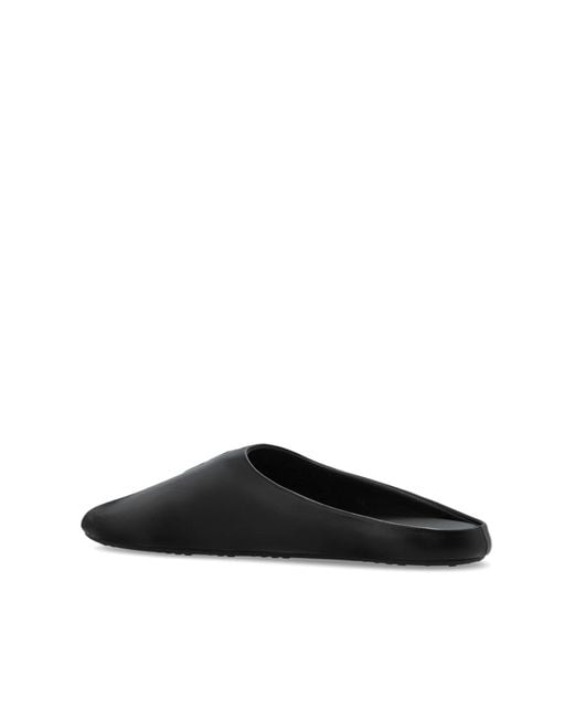 Balenciaga Black Leather Slides With A 'Vintage' Effect for men
