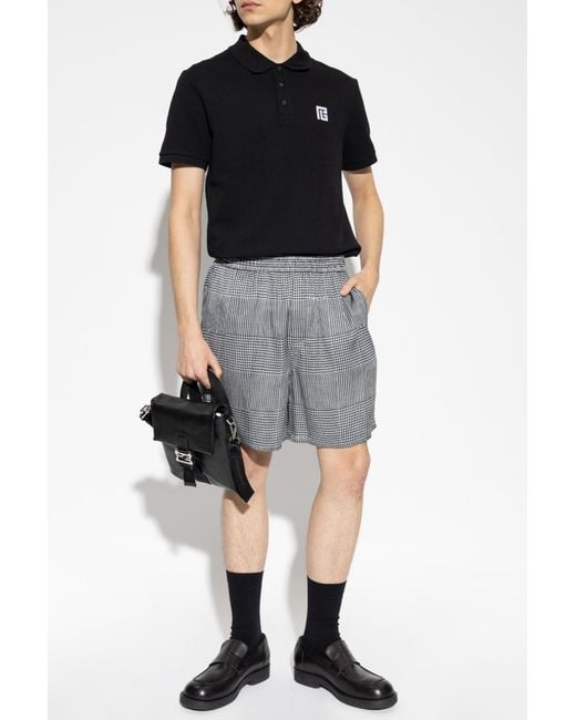 Balmain Black Polo With Logo for men