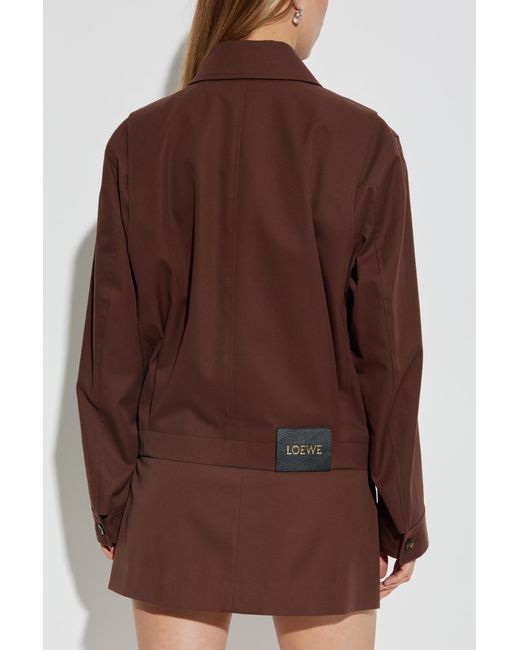 Loewe Brown Wool Jacket With Embroidered Logo