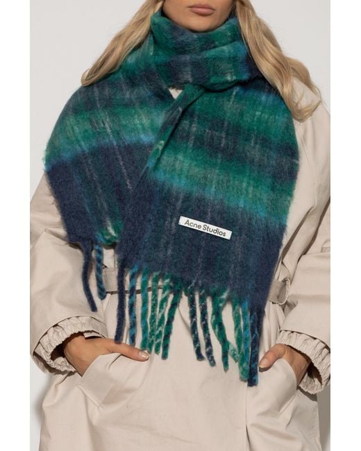Acne Green Scarf With Logo