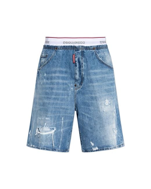 DSquared² Blue Denim Shorts With 'Vintage' Effect for men