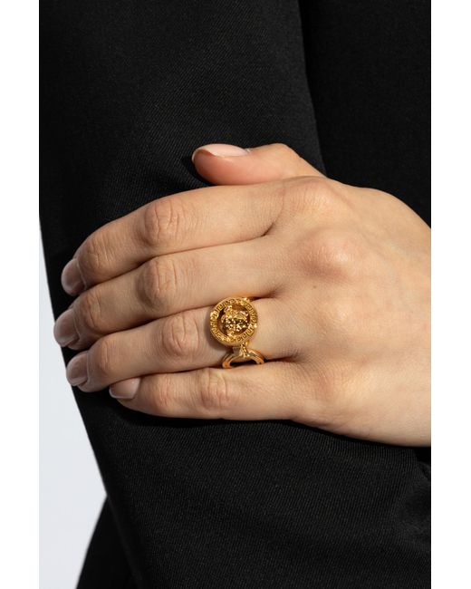 Versace Metallic Ring With Logo