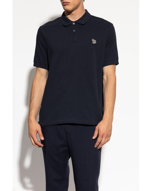Paul Smith Blue Polo With Patch for men