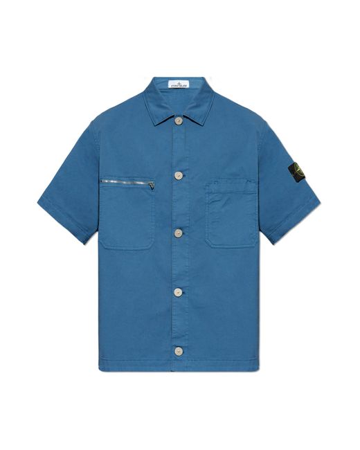 Stone Island Blue Short-sleeved Shirt, for men