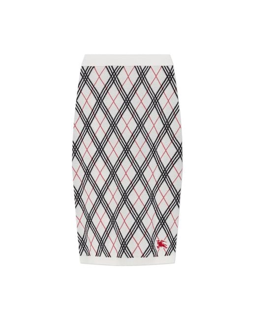 Burberry White Plaid Pattern Skirt