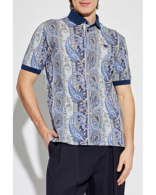 Etro Blue Patterned Polo for men