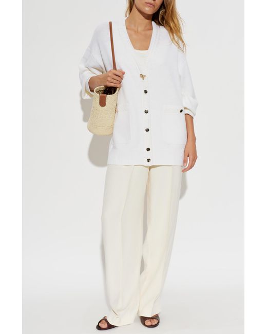 Fabiana Filippi White Wool Cardigan With Pockets