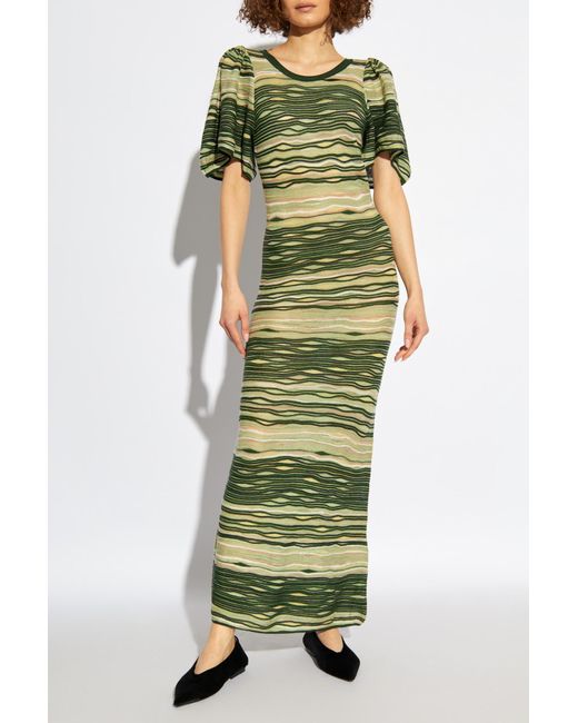 Munthe Green Striped Pattern Dress,