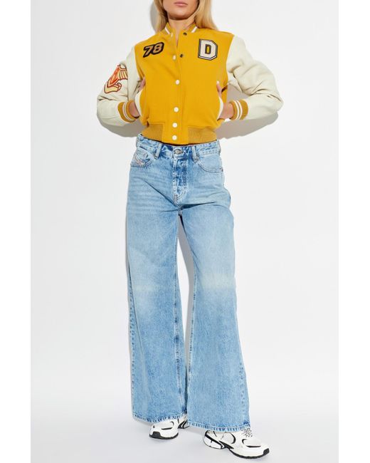 DIESEL Yellow Short 'L-Real' Bomber Jacket