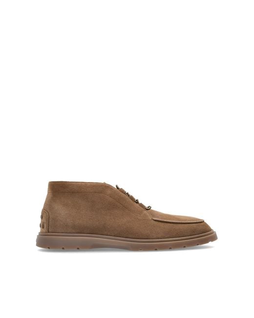 Tod's Brown Suede Ankle Boots for men