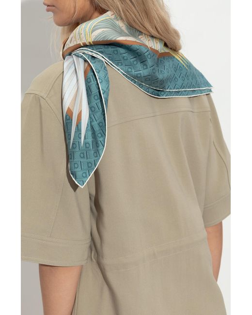Ferragamo Blue Silk Scarf With Print