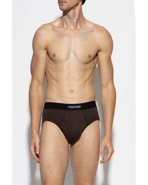 Tom Ford Black Briefs With Logo for men