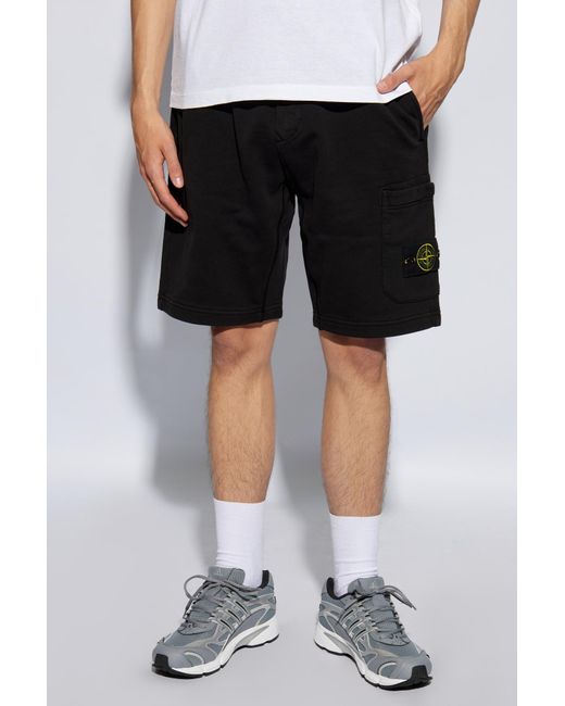 Stone Island Black Cotton Shorts, for men