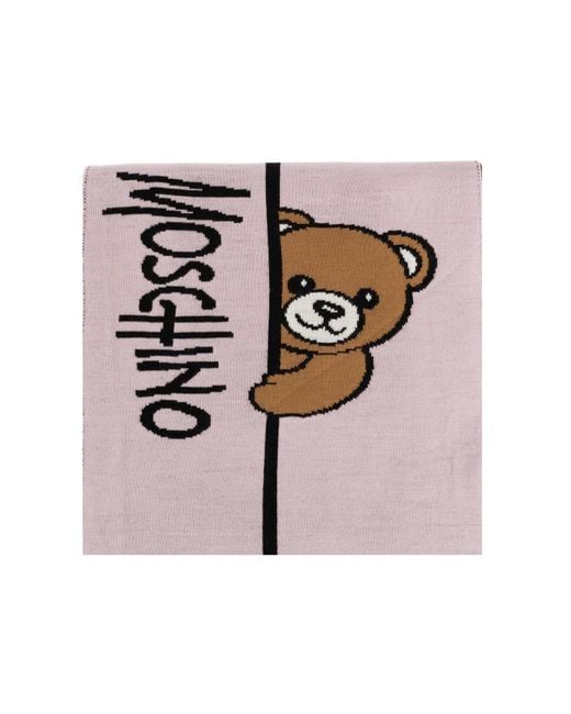 Moschino Pink Scarf With A Characteristic Teddy Bear Motif