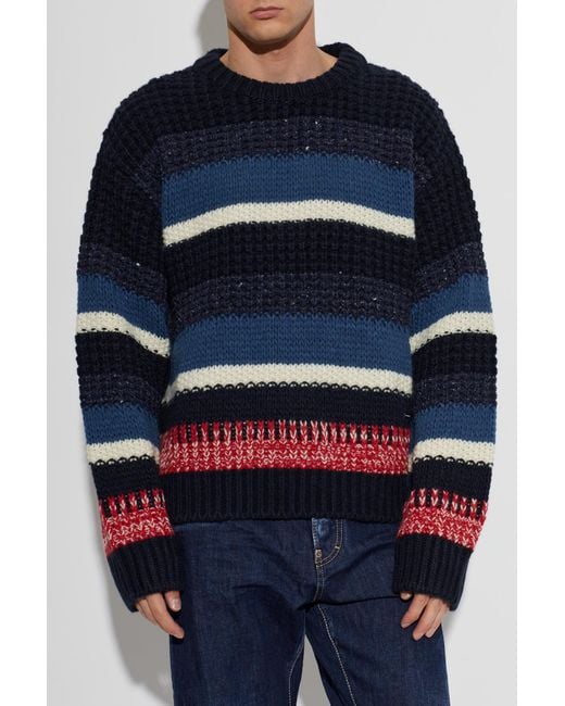 DSquared² Blue Sweater With Stripe Pattern for men