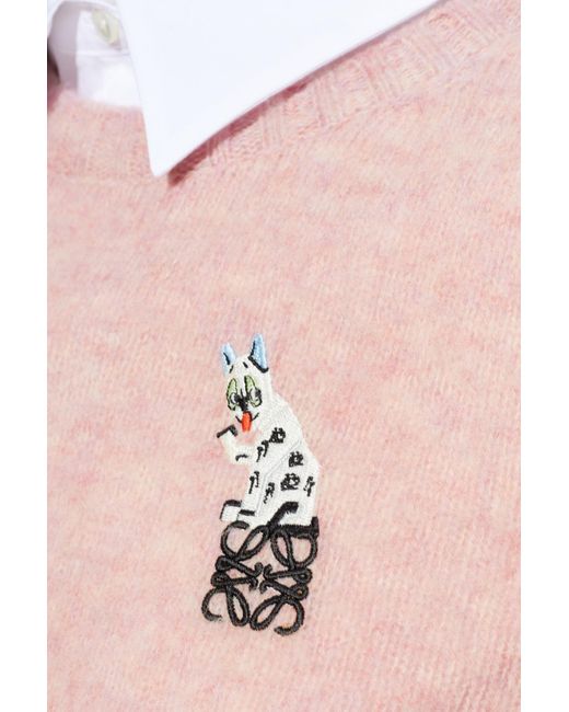 Loewe Pink Wool Sweater With Patch